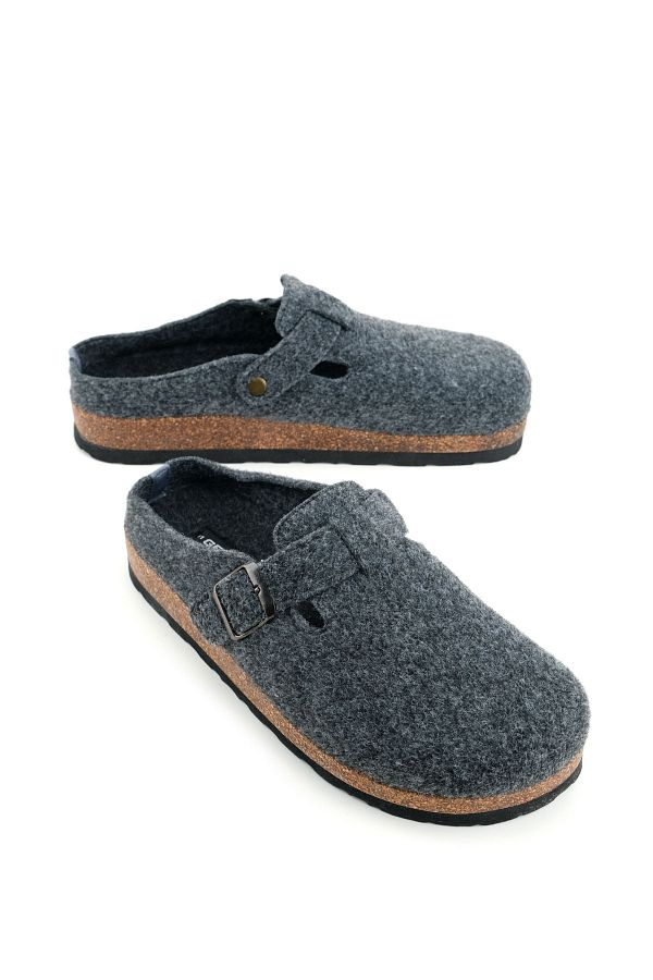 GEZER-Men's Winter Felt Cork Sole Single Buckle Adjustable Comfortable Sole Home Garden Slippers 1