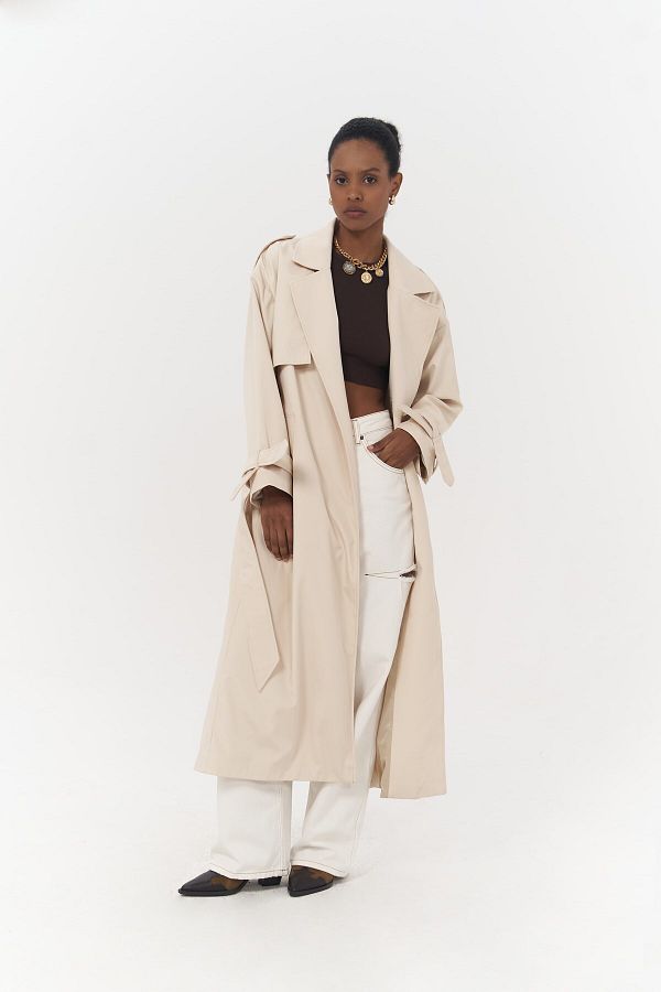Light beige long coat new arrivals