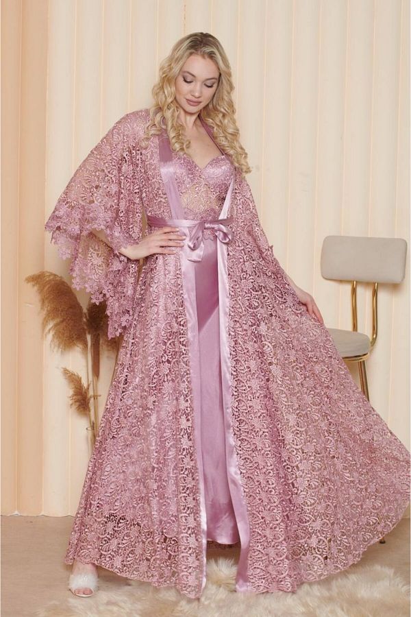 Long lace dressing gown online