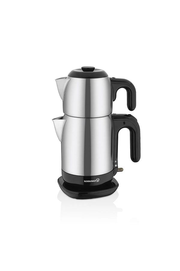 KORKMAZ-Satin Demtez/black Electric Tea Kettle - 1.6 Lt A369-13 1