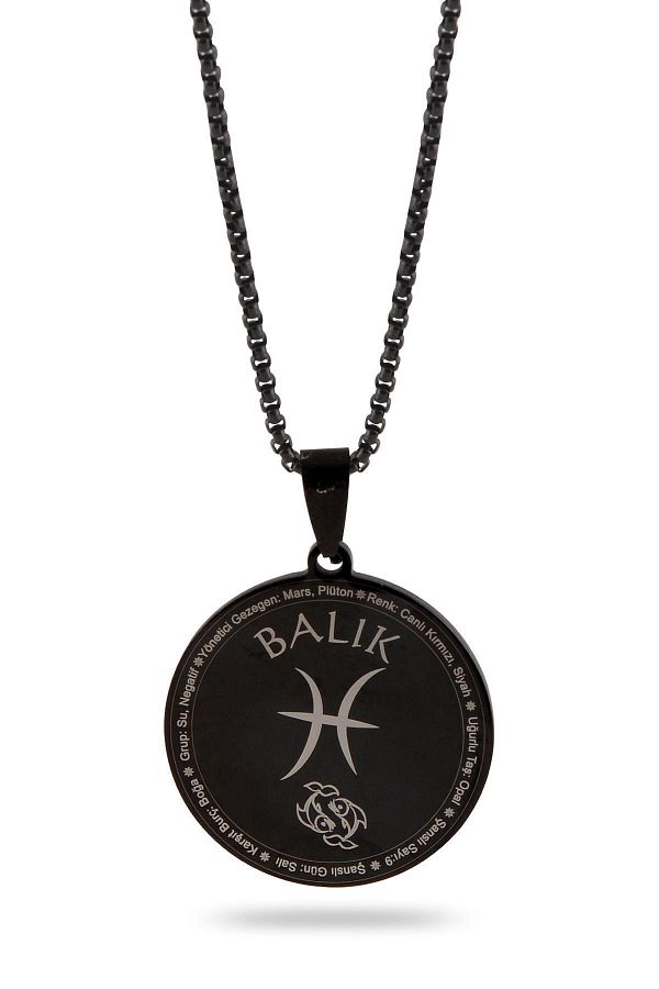 OSMANLI GUMU Pisces Pendant Steel Necklace Black Polo Chain Cklbal kbrc syh Trendyol