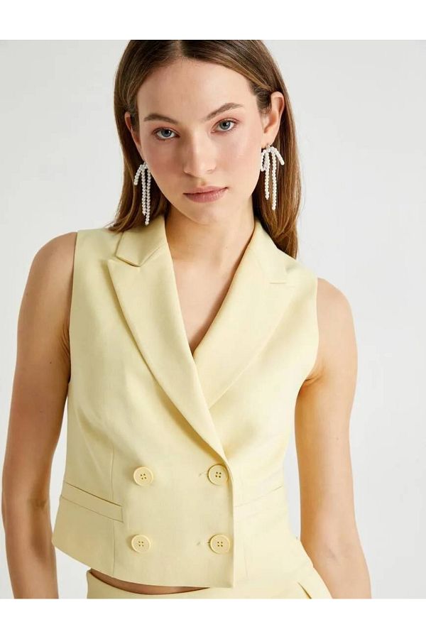 Yellow double breasted vest on sale