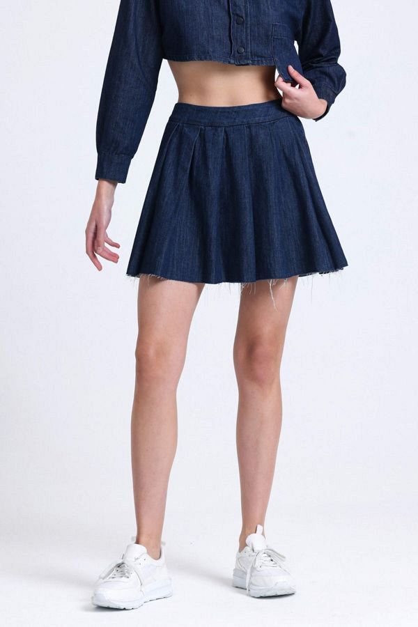 Mini pleated denim skirt clearance