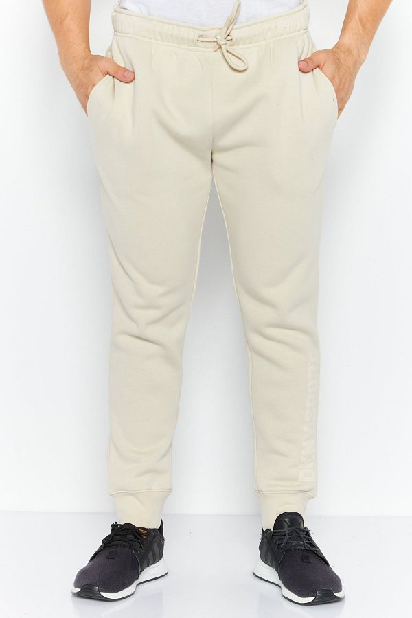 DKNY Sport-Men Sportswear Fit Brand Logo Walking Sweatpants, Oatmeal 1