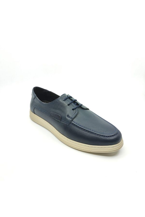 Modesa-271 Model Men's Navy Blue Leather Shoes 1