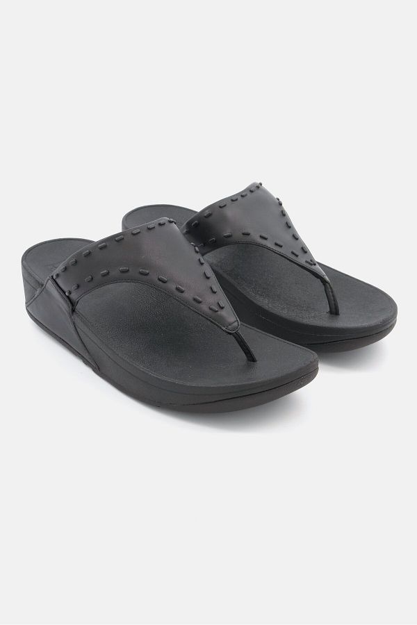 Fitflop-Women Lulu Rubber Stud Leather Toe Post Sandals, Black 1