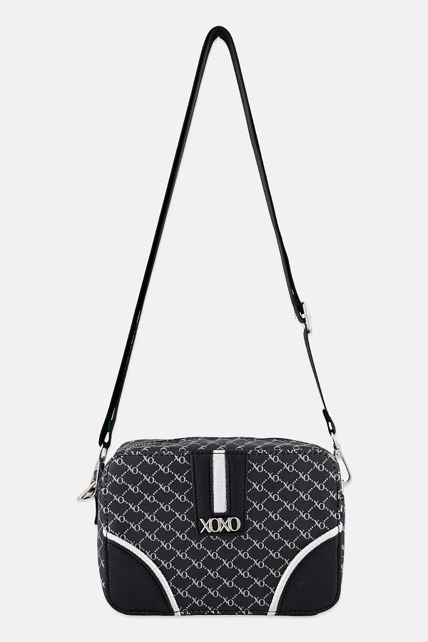 XOXO Women Cross Body Brand Logo Bag 13 H x 19 L 8 W cm Black Silver Trendyol