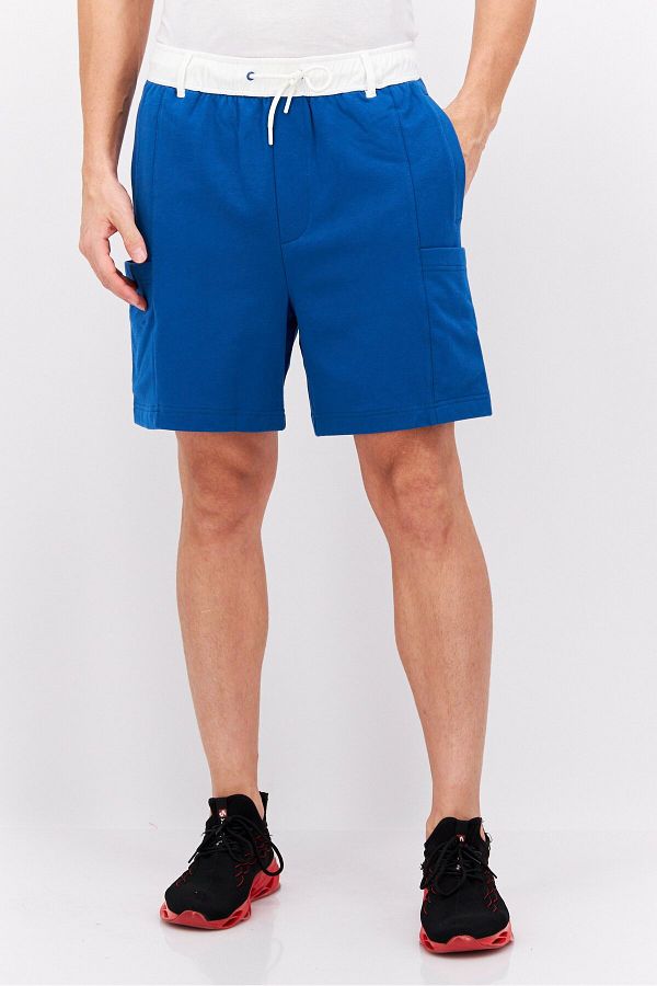Esprit-Men Drawstring Solid Basic Shorts, Blue 1