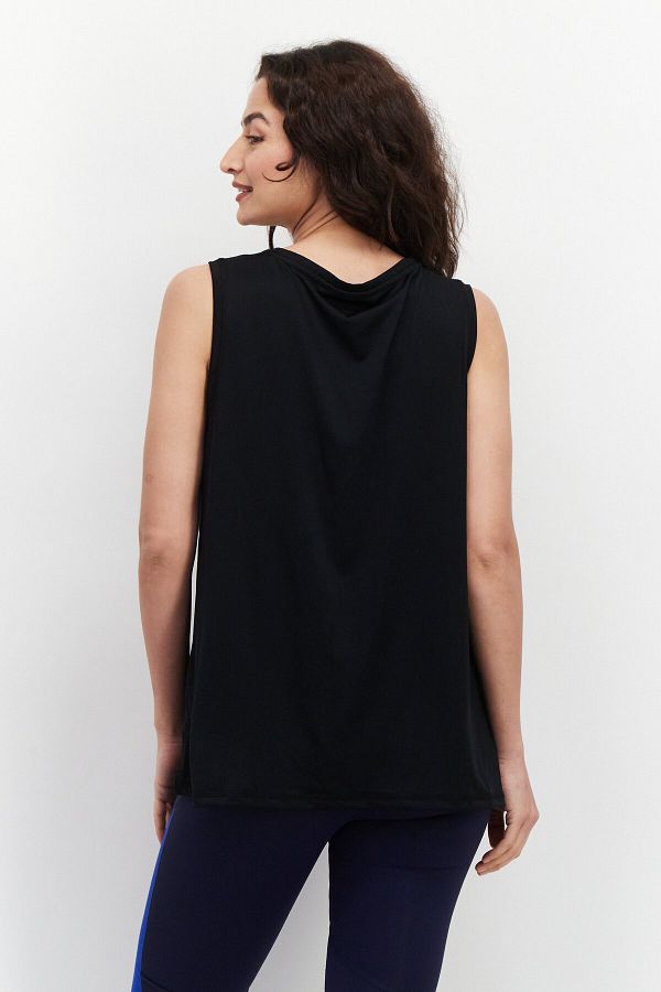 Karen Scott Women Round Neck Sleeveless Plain Tank Top Black Trendyol