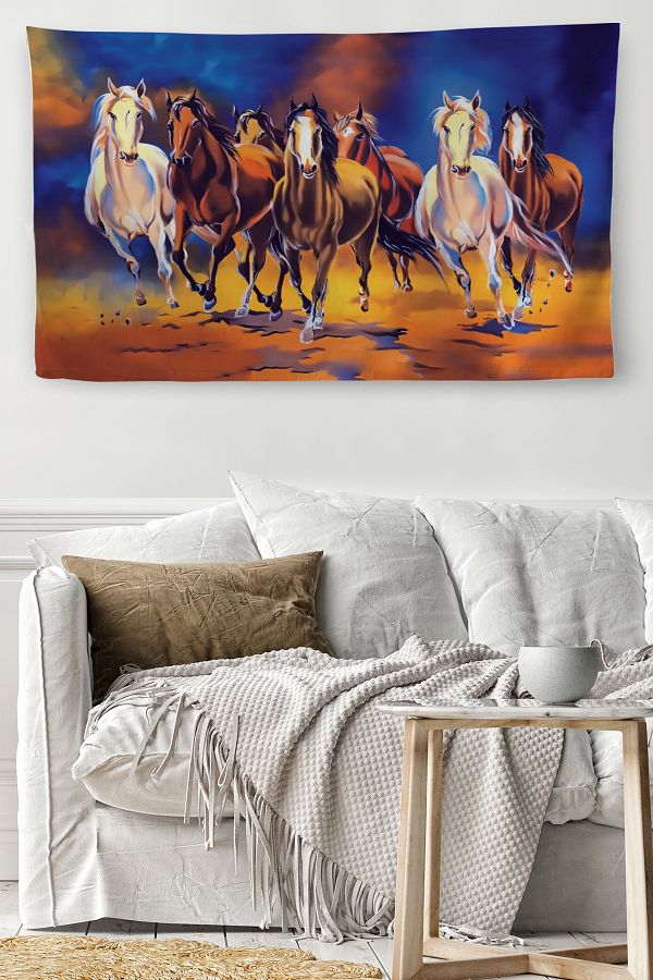 Atik Tasarım-Wall Cloth Running Horses Quality Canvas Wall Tapestry-4028 1