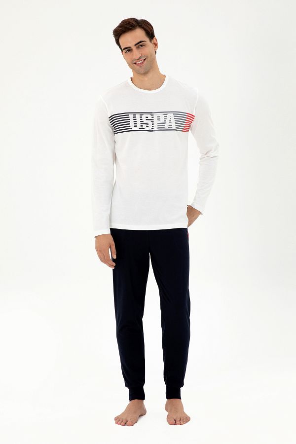 U.S. Polo Assn.-Men's Ecru Pajama Set 50301720 -Vr019 1