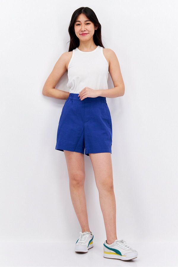 Esprit Women Solid Chino Short Blue Trendyol