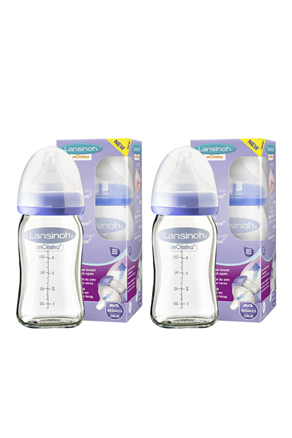 LANSINOH Glass Feeding Bottle Cam Biberon Small 160 ml 2 Adet