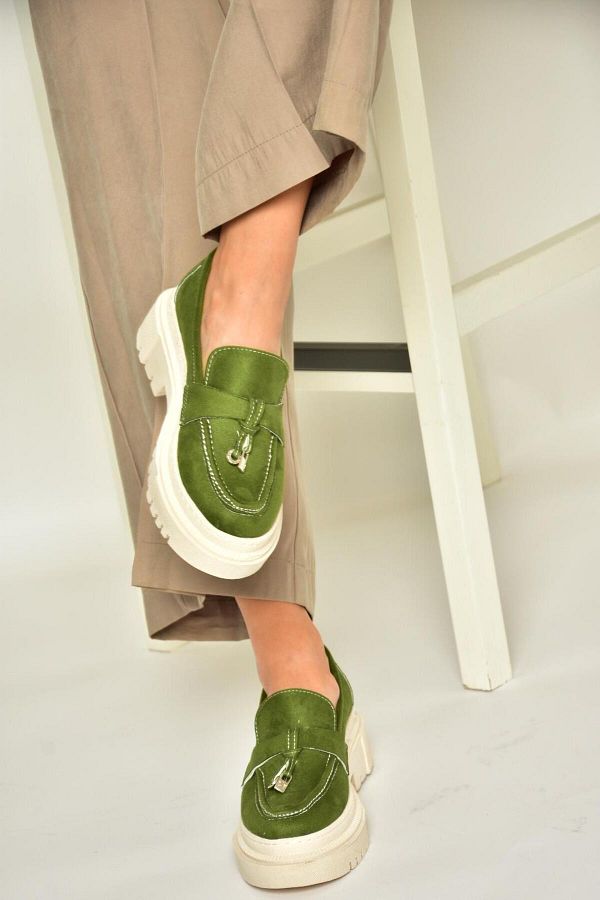 Fox Shoes-T 294882202   Mocasini din piele intoarsa verde Pantofi dama 1