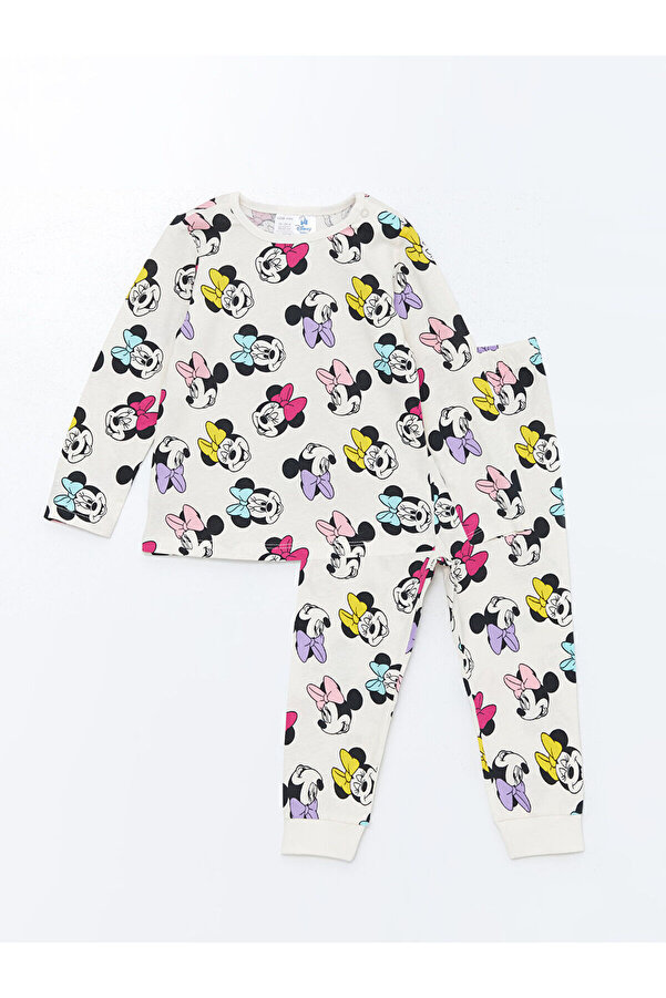 LC Waikiki LCW baby Bej Bisiklet Yaka Uzun Kollu Minnie Mouse Baskılı Kız Bebek Pijama Takımı İMREX GLOBAL