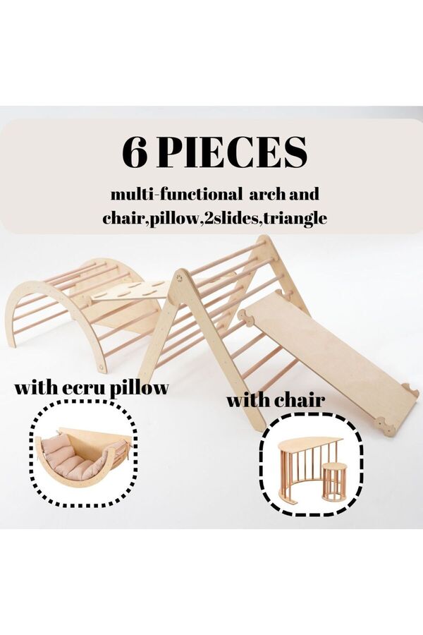 BAUMFEE 6lı Pikler Seti Ahşap Parkur Tam Paket