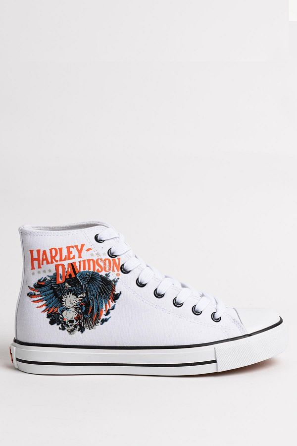 Harley Davidson Women s White Linen Sneakers Trendyol