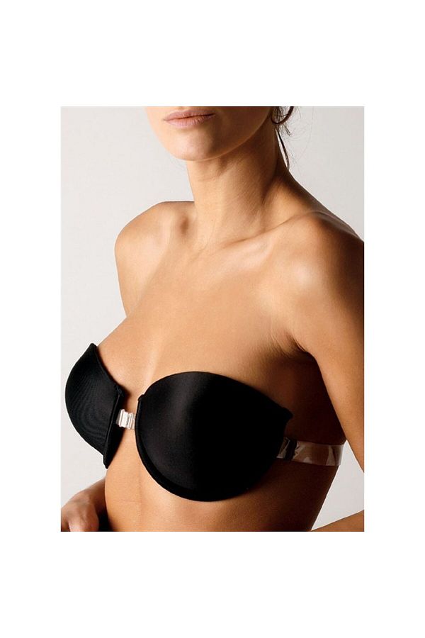 Magic Form-2020 Model Black Transparent Sponge Strapless Bra - Front Clip 1