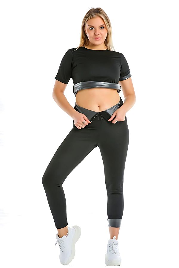 STAYF T Extra High Waist 3 Stage Agraph Thermal Sauna Leggings Slimming and Perspiration Effect Trendyol