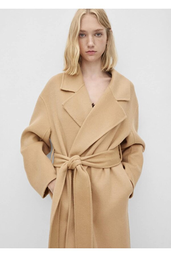 Brauner Mantel Wildleder Mantel Mango MANGO Wollmantel Mit