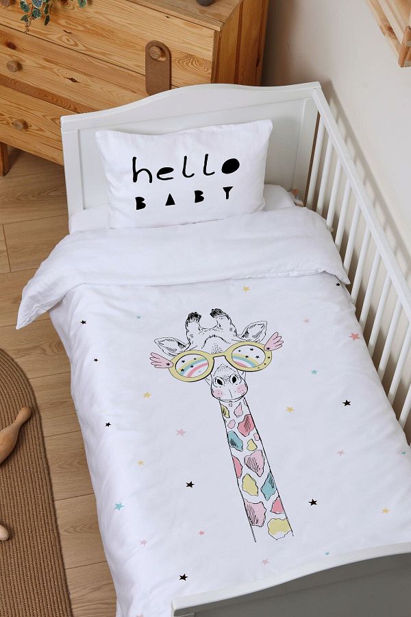 Tu ba Ku u Park Bed Crib Duvet Cover Set 80x120 Pure Baby Series Colorful Giraffe Trendyol