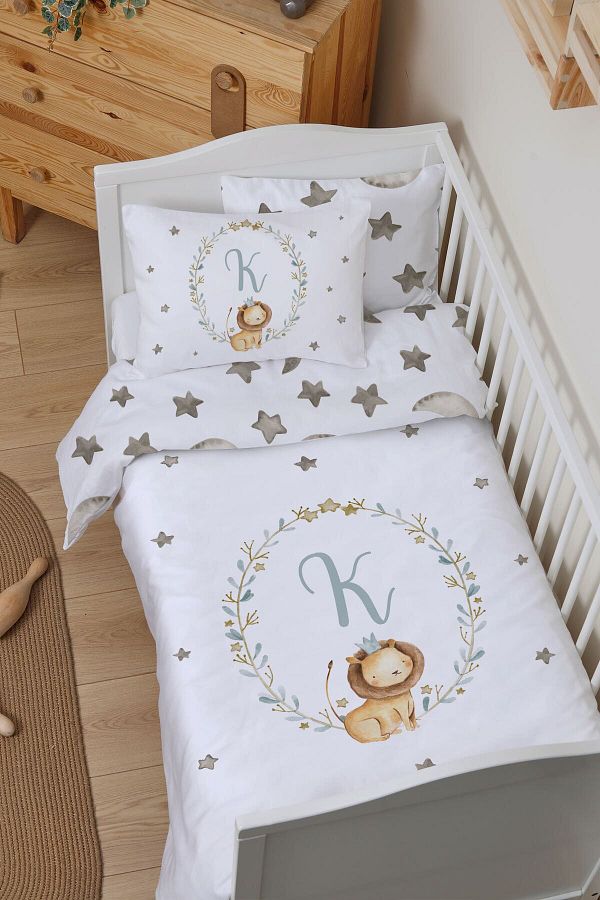 Tu ba Ku u Park Bed Crib Duvet Cover Set 80x120 Letter Series Lion Letter K Trendyol