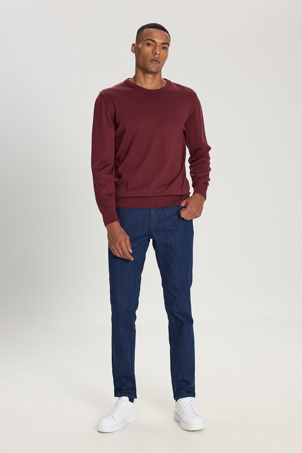 Alt ny ld z Classics Men s Burgundy Wool Standard Fit Regular Cut Crew Neck Knitwear Sweater Trendyol