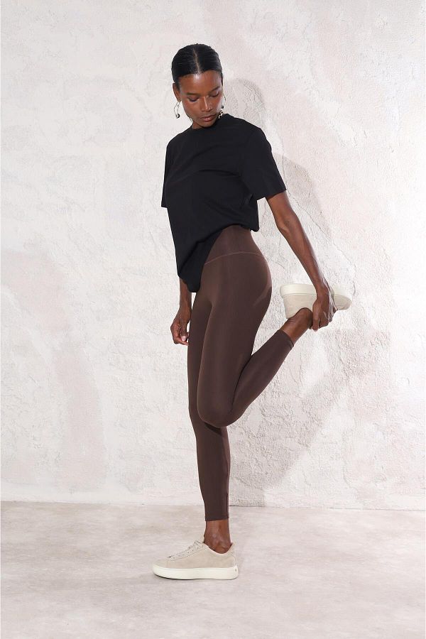 5in1Canpolat 4000 Model Bitter Brown Thick Belted Sports Leggings Trendyol