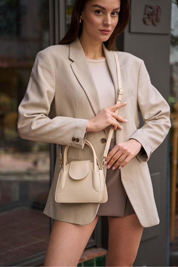 Madamra-Beige Women's Covered Mini City Bag 1