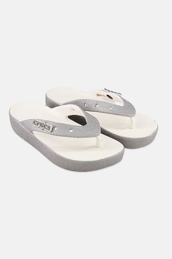 Crocs silver flip flops clearance