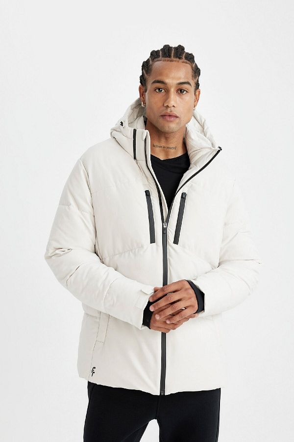 Defacto Water Repellent Slim Fit down Jacket Hooded with Zipper Pockets A3519Ax24Wn Trendyol