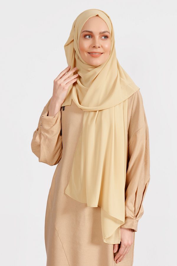Differenza-Sand Beige Crepe Chiffon Shawl 1