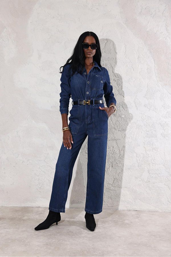 Navy blue polo jumpsuit sales