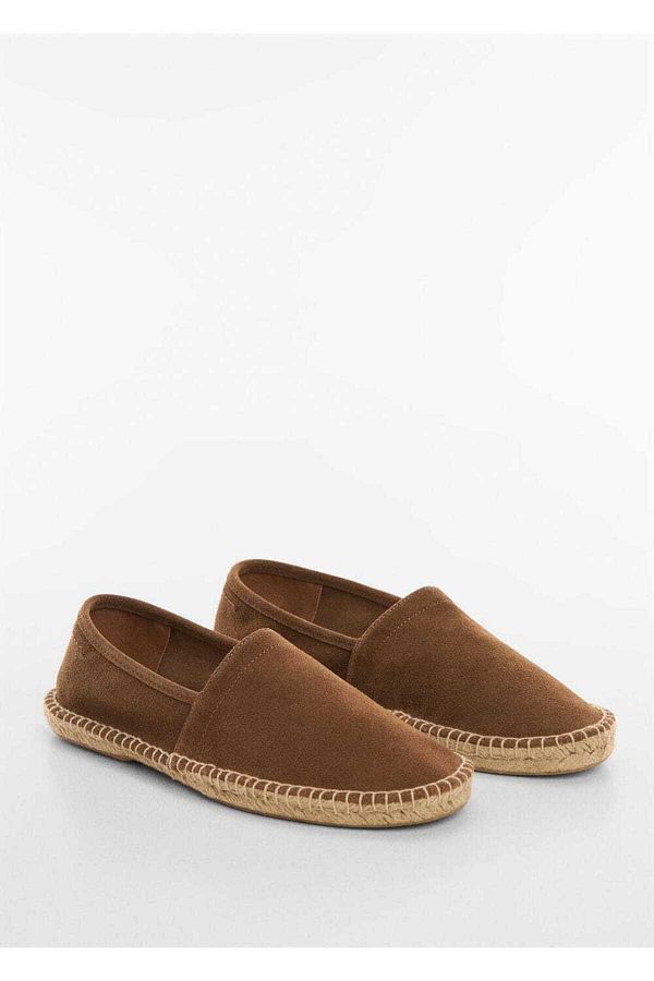 MANGO Man-Espadryle ze skóry zamszowej jutowej 1