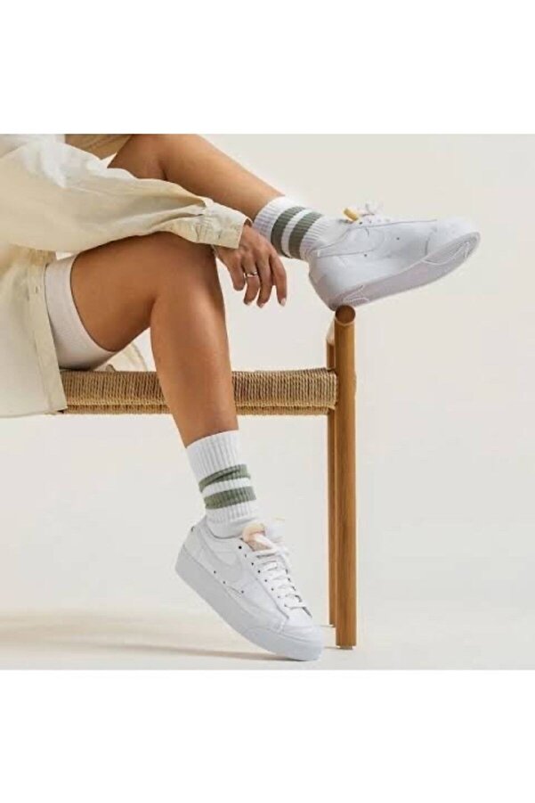 nike blazer low white on feet