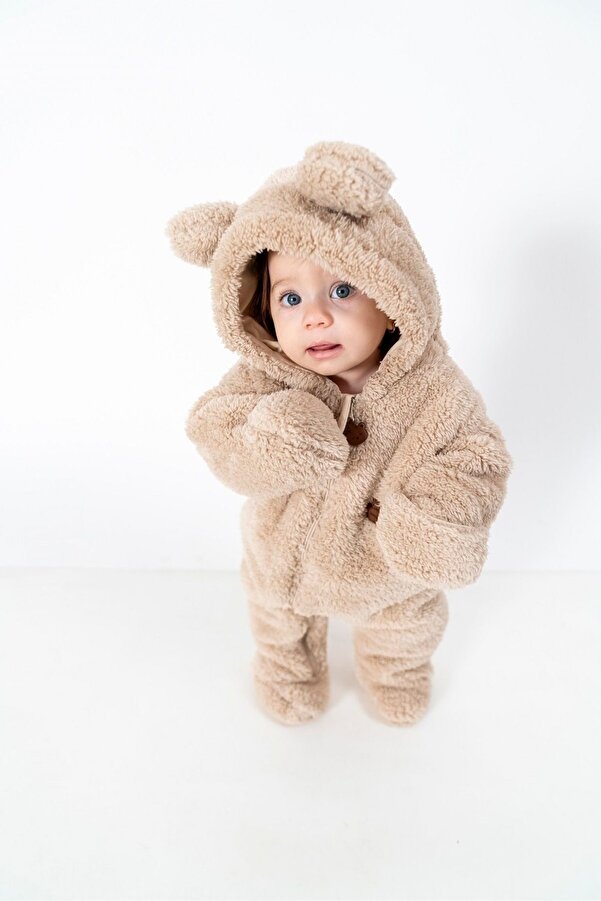 Kuarks Unisex Welsoft Pelüş Astarlı Kışlık Bebek Uyku Tulumu Bebek Tulumu Kendinden Eldivenli Bebek Tulumu