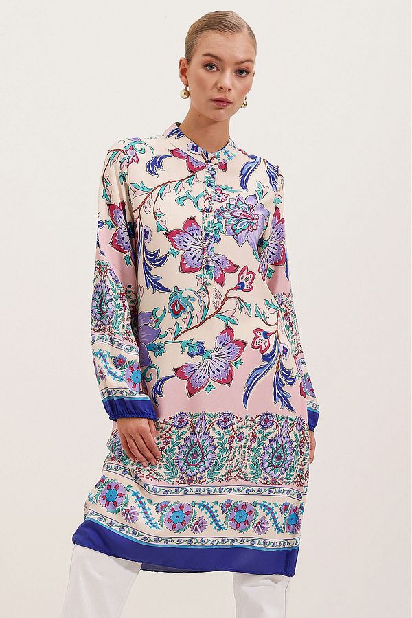 Bigdart-5903 Patterned Viscose Dress - Purple 1
