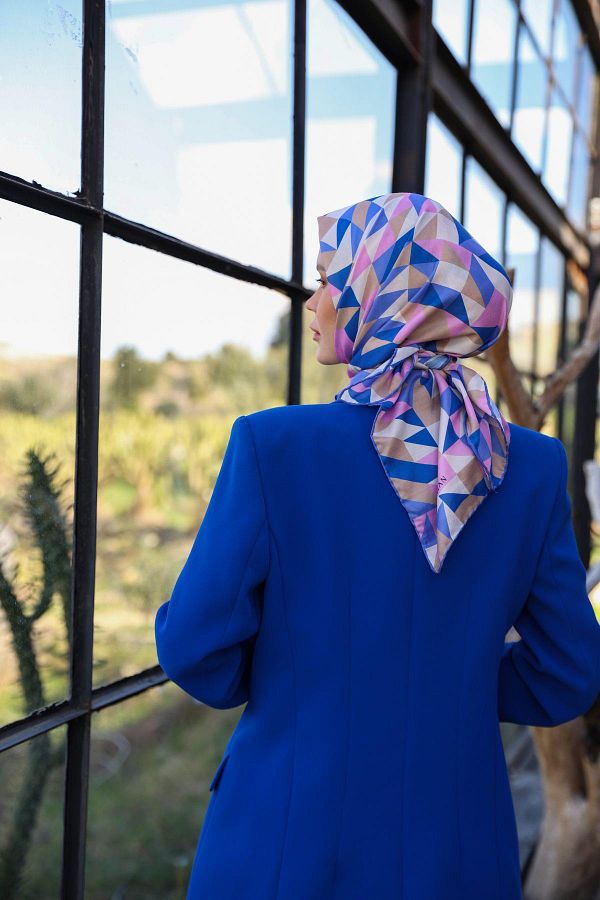 pekhan Triano Pattern Soft Scarf Blue Mink 1171 11 Trendyol
