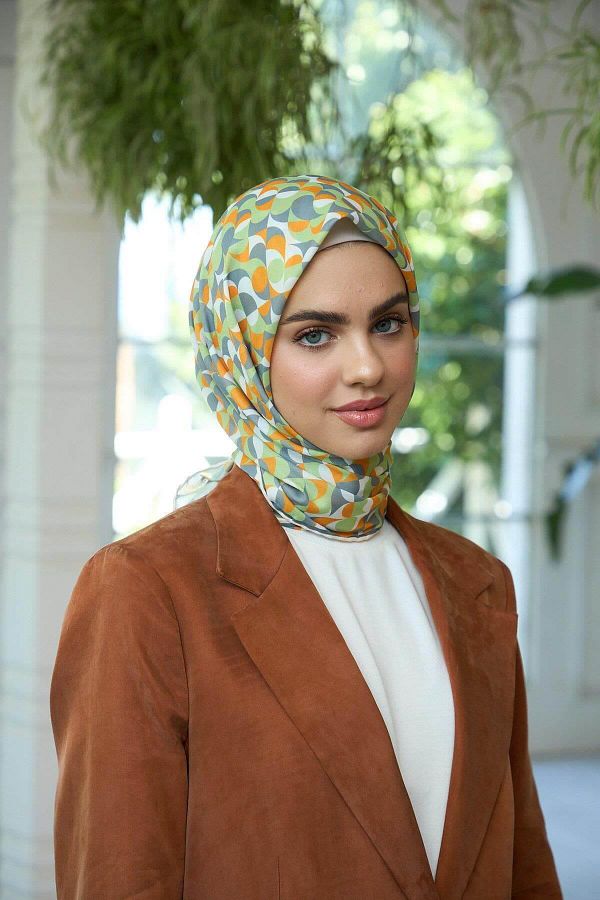 İpekhan-Orange Gray Soft Scarf Summer Sparkling Collection - 1185-09 1