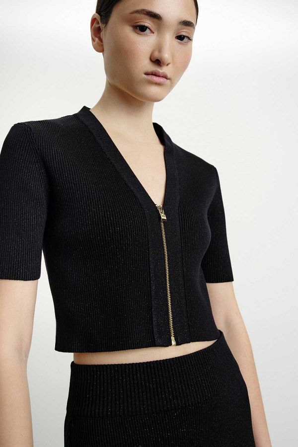 Short sleeve black cardigan store