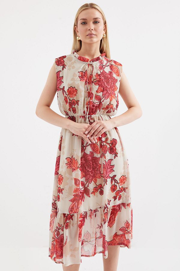 Bigdart-2503 Rochie din Sifon Model Rodie - Maneca Zero 1