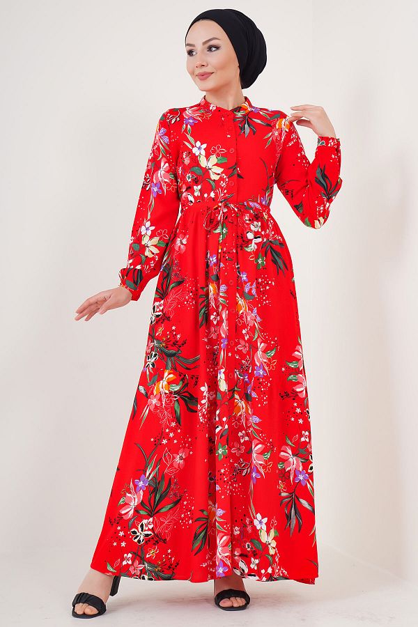 Bigdart-2144 Rochie Hijab cu guler magnific - A.red 1