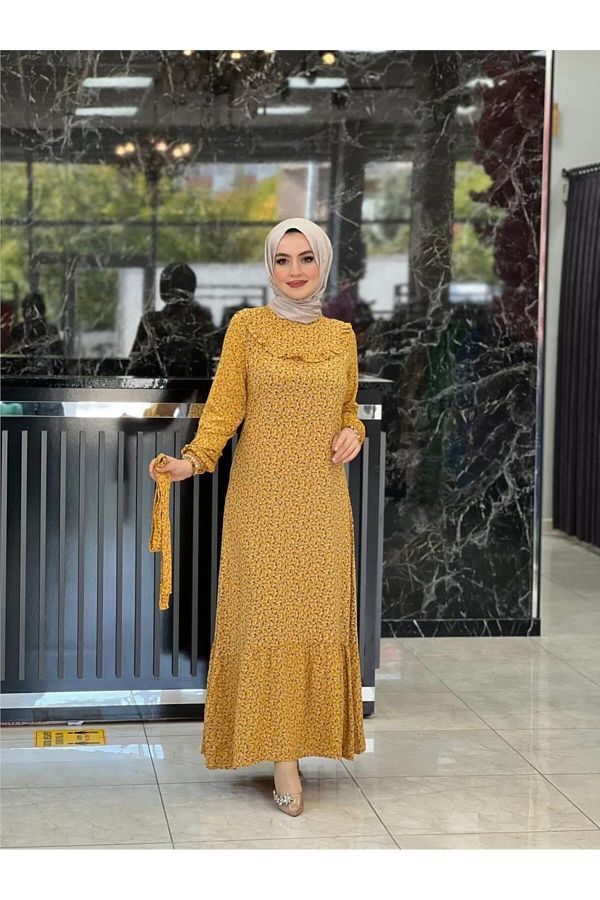 Yellow dress modest on sale