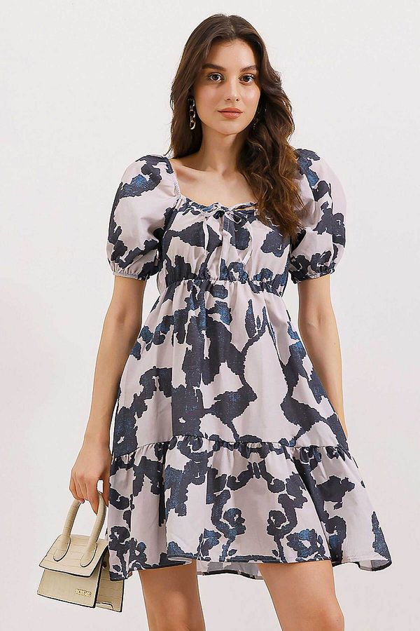 Bigdart-2351 Ausgestelltes Popeline-Kleid - Dunkelschwarz 1