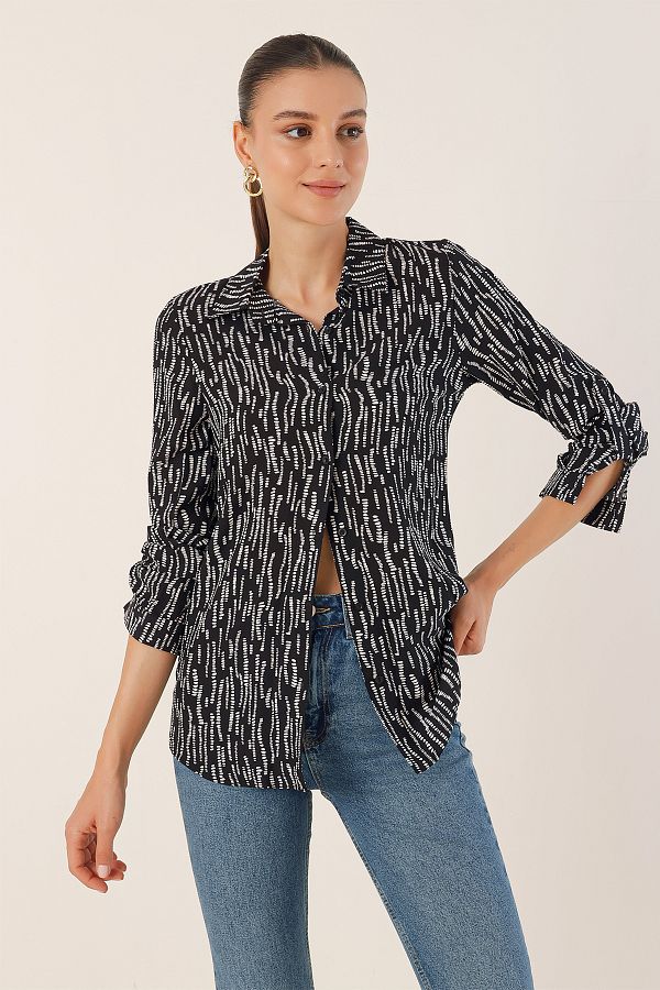 Bigdart-3721 Graphic Patterned Shirt - M.Black 1