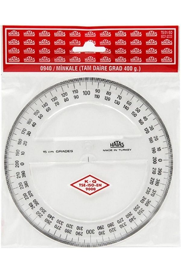 HATAS-15cm Full Circle Plastic Minkale Protractor / 0920 1