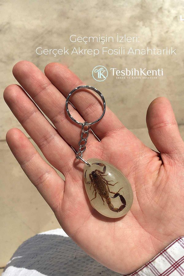 TESBİHKENTİ-Green Color Scorpio Fossil Keychain Model 4 1