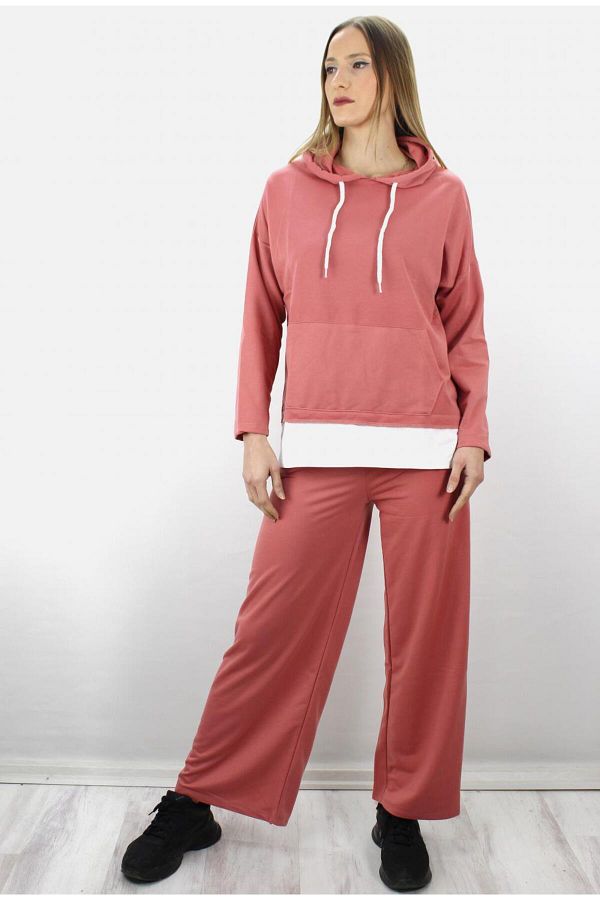 HANs COLLECTION Powder Colored Wide Leg Hooded Tracksuit Set 1908.130 Trendyol