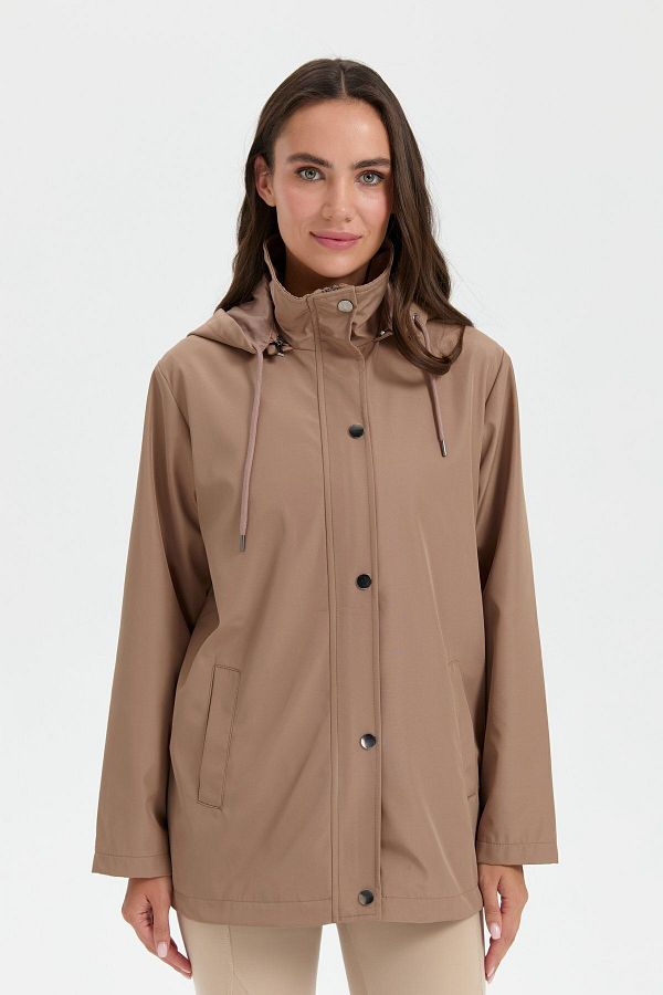 Desen Triko Mink Women s Hooded Short Trench Coat Side Pocket Trendyol