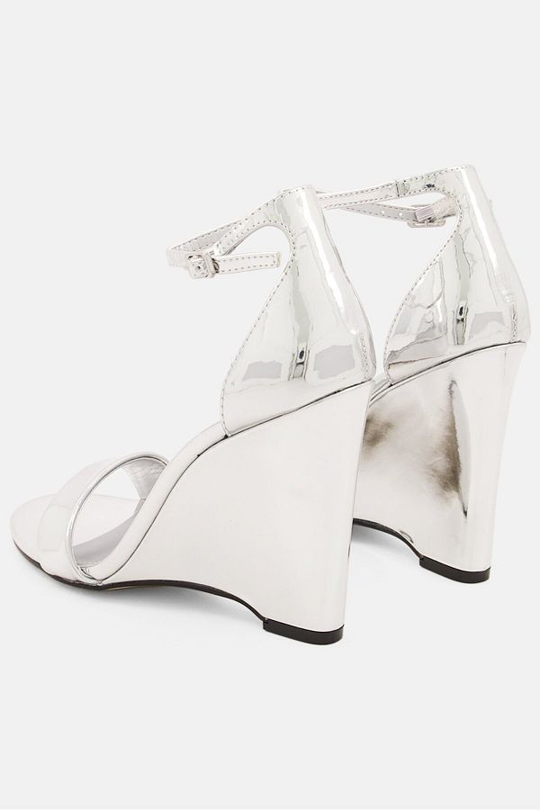 Steve Madden Women Mallor Adjustable Buckle Wedges Silver Trendyol